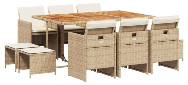 VidaXL Polyrattan Kerti Étkezőgarnitúra - 11 részes - Bézs