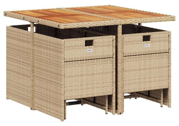 VidaXL Polyrattan Kerti Étkezőgarnitúra - 9 részes - Bézs