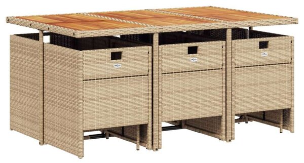 VidaXL Polyrattan Kerti Étkezőgarnitúra - 11 részes - Bézs