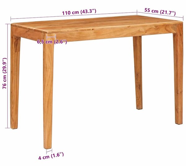 VidaXL Étkezőasztal Barna 110 x 55 x 76 cm Tömör Akácfa