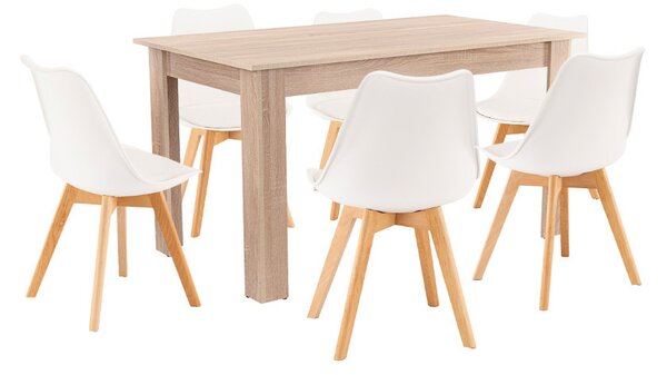 Zara 6+1 étkező garnitúra fehér-sonoma tölgy