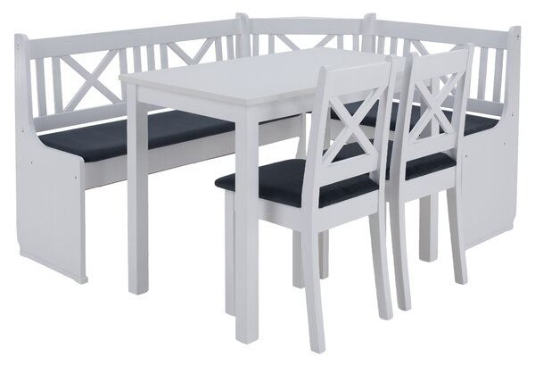 KONDELA Sarokpad, fa, fehér/sötétszürke, ELODIE X1