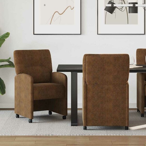 VidaXL Kerekes Étkező Székek 2 pcs Barna 57 x 67 x 95 cm Műbőr velúr