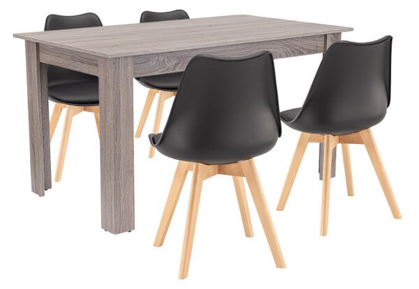 Zara 4+1 étkező garnitúra fekete-yorki tölgy