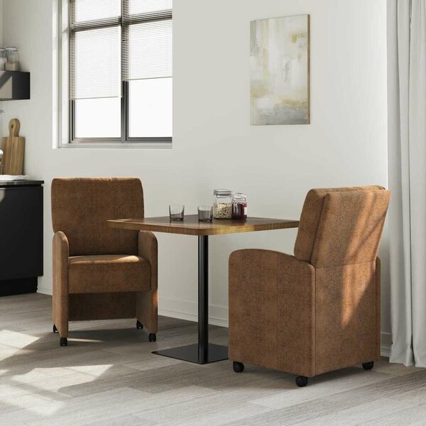 VidaXL Kerekes Étkező Székek 2 pcs Barna 57 x 67 x 95 cm Műbőr velúr