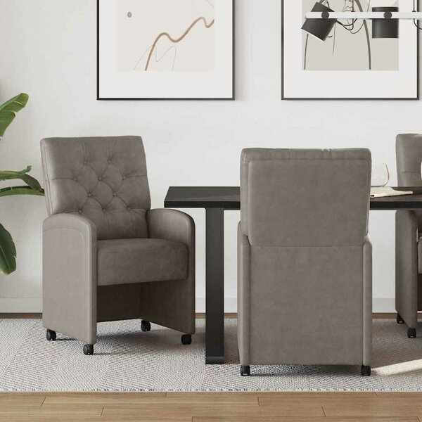 VidaXL Kerekes Étkező Székek 2 pcs Szürke 58 x 67 x 97 cm Műbőr