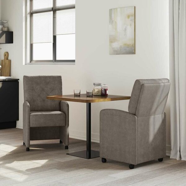 VidaXL Kerekes Étkező Székek 2 pcs Szürke 58 x 67 x 97 cm Műbőr