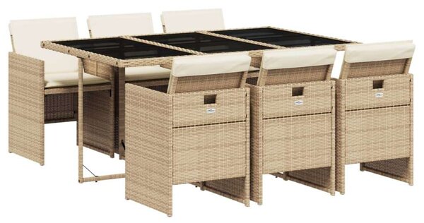 Polyrattan Kerti Étkezőgarnitúra - 7 részes - Bézs