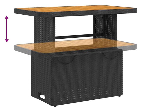 VidaXL Polyrattan Kerti Étkezőgarnitúra - 4 részes - Fekete