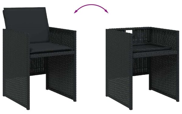 VidaXL Polyrattan Kerti Étkezőgarnitúra - 11 részes - Fekete