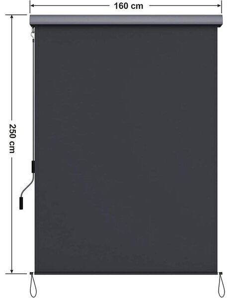 Függőleges napellenző 2,5 x 1,6 m szürke