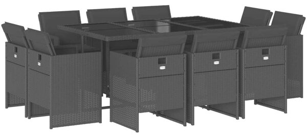 VidaXL Polyrattan Kerti Étkezőgarnitúra - 11 részes - Fekete