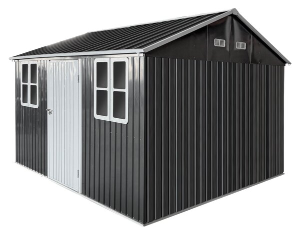 KONDELA Fém kerti szerszámtároló ház, antracit, 3,6x3,1x2,5 m, GABKO