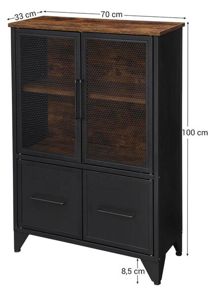 Padlón álló tárolószekrény, Könyvespolc 75 x 100 x 33 cm rusztikus barna