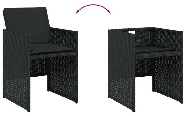 VidaXL 11 Fős Kerti Étkezőgarnitúra - Polyrattan - Fekete
