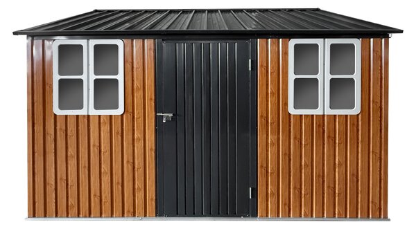 KONDELA Fém kerti szerszámtároló ház, barna/antracit, 3,6x3,1x2,5 m, GABKO