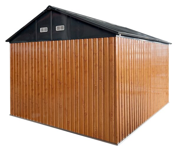 KONDELA Fém kerti szerszámtároló ház, barna/antracit, 3,6x3,1x2,5 m, GABKO