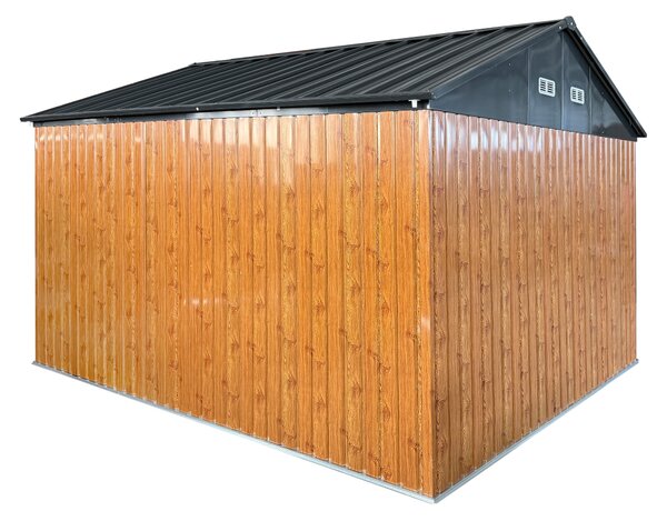 KONDELA Fém kerti szerszámtároló ház, barna/antracit, 3,6x3,1x2,5 m, GABKO