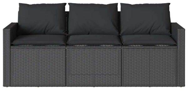 VidaXL 2 részes fekete polyrattan kerti étkezőgarnitúra párnával