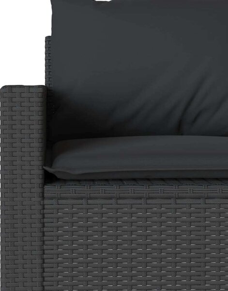 VidaXL 2 részes fekete polyrattan kerti étkezőgarnitúra párnával