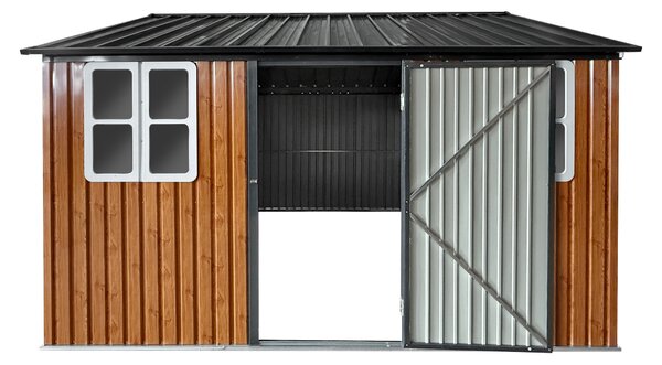 KONDELA Fém kerti szerszámtároló ház, barna/antracit, 3,6x3,1x2,5 m, GABKO