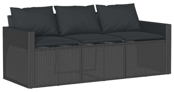 VidaXL 2 részes fekete polyrattan kerti étkezőgarnitúra párnával