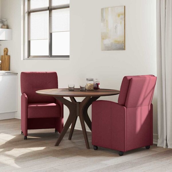 VidaXL Kerekes Étkező Székek 2 pcs bordó 57 x 67 x 95 cm szövet