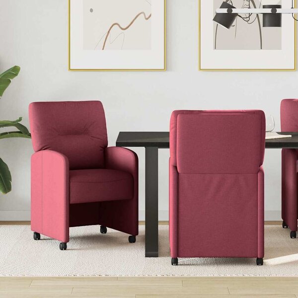 VidaXL Kerekes Étkező Székek 2 pcs bordó 57 x 67 x 95 cm szövet