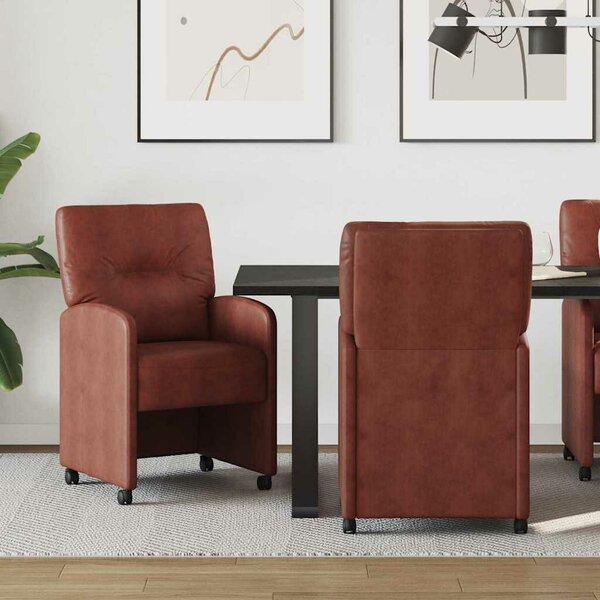 VidaXL Kerekes Étkező Székek 2 pcs Fényes barna 57 x 67 x 95 cm Műbőr