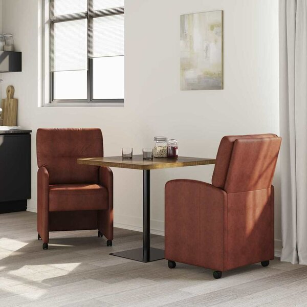 VidaXL Kerekes Étkező Székek 2 pcs Fényes barna 57 x 67 x 95 cm Műbőr
