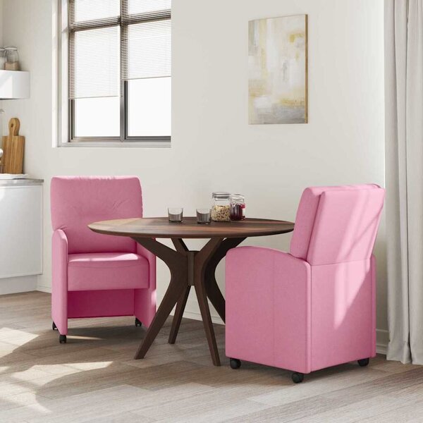 VidaXL Kerekes Étkező Székek 2 pcs Rózsaszín 57 x 67 x 95 cm szövet