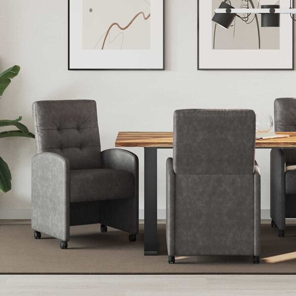 VidaXL Kerekes Étkező Székek 2 pcs Fekete 57 x 67 x 98 cm Műbőr