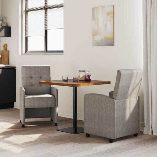 VidaXL Kerekes Étkező Székek 2 pcs Szürke 57 x 67 x 98 cm Műbőr