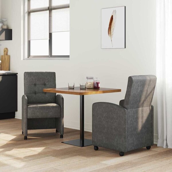 VidaXL Kerekes Étkező Székek 2 pcs Fekete 57 x 67 x 98 cm Műbőr