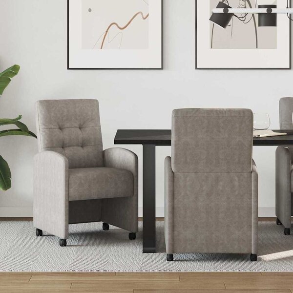 VidaXL Kerekes Étkező Székek 2 pcs Szürke 57 x 67 x 98 cm Műbőr