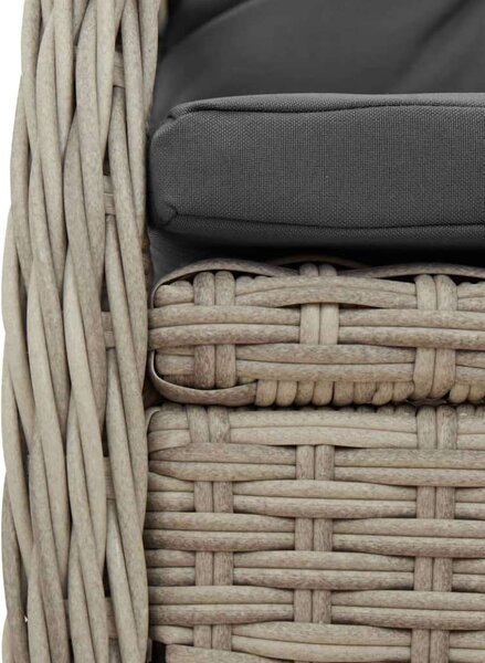 Polyrattan Kerti Étkezőgarnitúra - 7 részes - Világosszürke