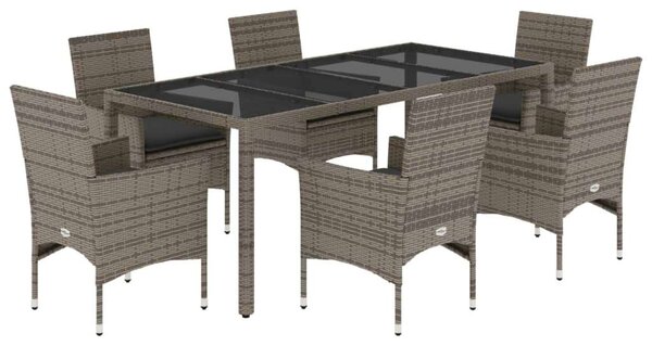 VidaXL Polyrattan Kerti Étkezőgarnitúra - 7 részes - Szürke
