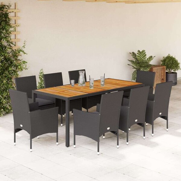 VidaXL - 9 Részes Kerti Étkezőgarnitúra - Polyrattan - Akácfa