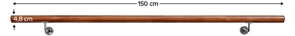 KONDELA Fogantyú/korlát, tömör fa, barna, 150 cm, MANEL TYP 3