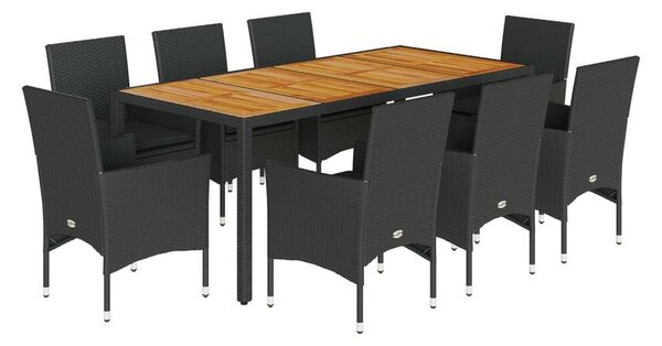 VidaXL - 9 Részes Kerti Étkezőgarnitúra - Polyrattan - Akácfa