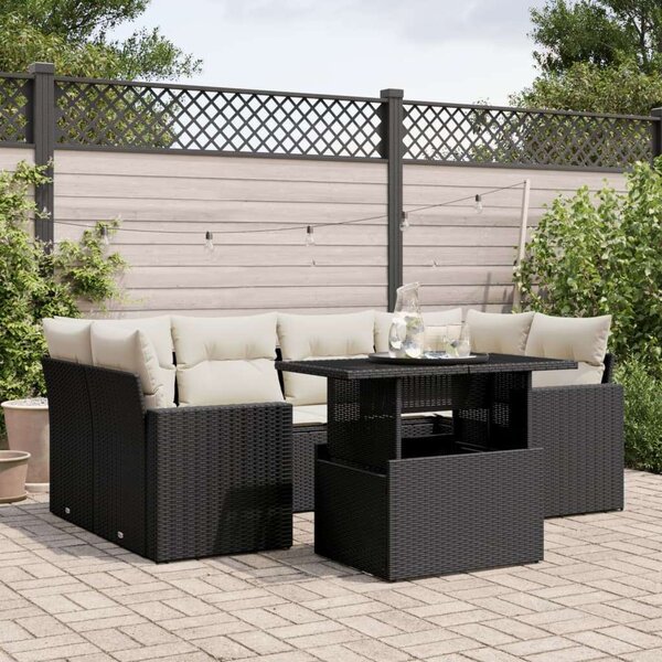 VidaXL Polyrattan Kerti Ülőgarnitúra - 7 részes - Fekete