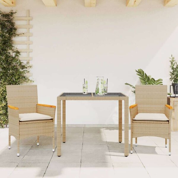 VidaXL Kerti Étkezőgarnitúra - 3 részes - Bézs Polyrattan