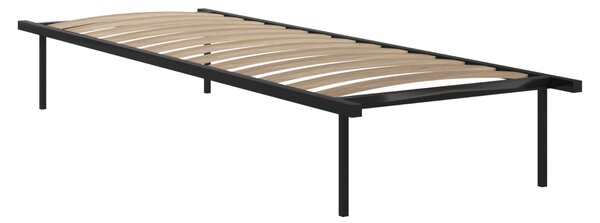 Önálló ágyrács, 90x200, fekete, fém/nyírfa, KENTAK