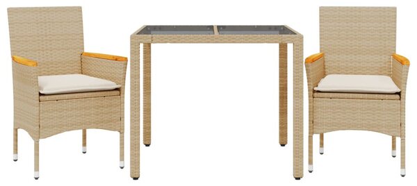 VidaXL Kerti Étkezőgarnitúra - 3 részes - Bézs Polyrattan