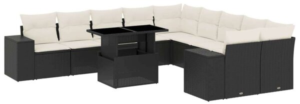 VidaXL Polyrattan Kerti Ülőgarnitúra - 11 részes - Fekete