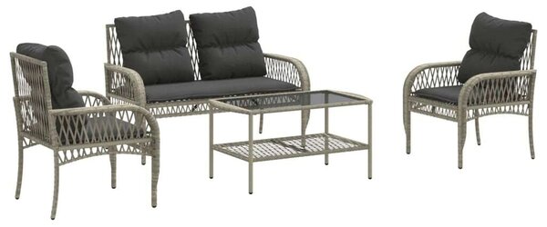 VidaXL 4 részes világosszürke polyrattan kerti ülőgarnitúra párnákkal