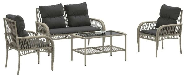 VidaXL 4 részes világosszürke polyrattan kerti ülőgarnitúra párnákkal