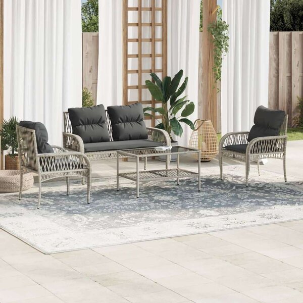 VidaXL 4 részes világosszürke polyrattan kerti ülőgarnitúra párnákkal