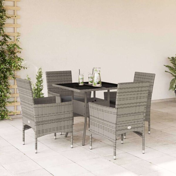 VidaXL 5 részes szürke polyrattan kerti étkezőgarnitúra