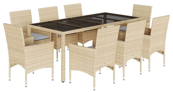 VidaXL Polyrattan Kerti Étkezőgarnitúra - 9 részes - Bézs
